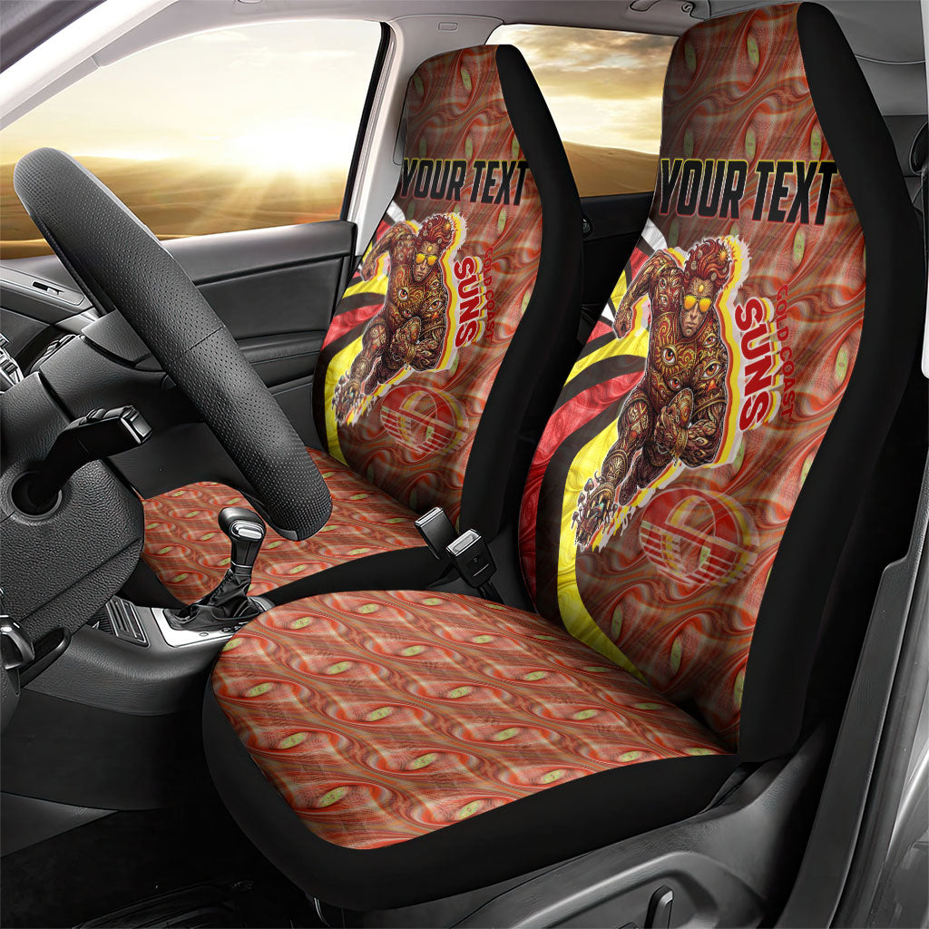 Personalised Gold Coast Suns Car Seat Cover Trippy Psychedelic Abstract Art Mascot Football Fans