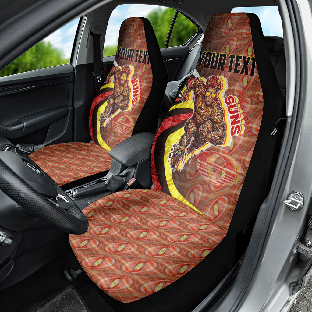 Personalised Gold Coast Suns Car Seat Cover Trippy Psychedelic Abstract Art Mascot Football Fans