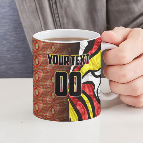 Personalised Gold Coast Suns Ceramic Mug Trippy Psychedelic Abstract Art Mascot Football Fans