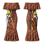Personalised Gold Coast Suns Couples Matching Mermaid Dress and Hawaiian Shirt Trippy Psychedelic Abstract Art Mascot Football Fans