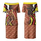 Personalised Gold Coast Suns Couples Matching Puletasi and Hawaiian Shirt Trippy Psychedelic Abstract Art Mascot Football Fans