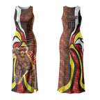 Personalised Gold Coast Suns Couples Matching Tank Maxi Dress and Long Sleeve Button Shirt Trippy Psychedelic Abstract Art Mascot Football Fans