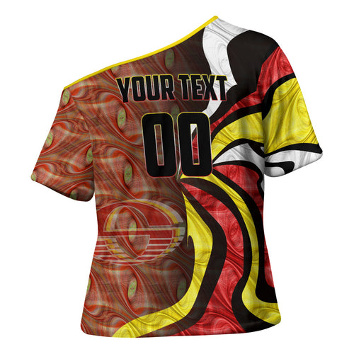 Personalised Gold Coast Suns Cross Shoulder Shirt Trippy Psychedelic Abstract Art Mascot Football Fans