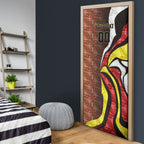 Personalised Gold Coast Suns Door Cover Trippy Psychedelic Abstract Art Mascot Football Fans