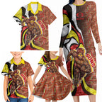 Personalised Gold Coast Suns Family Matching Long Sleeve Bodycon Dress and Hawaiian Shirt Trippy Psychedelic Abstract Art Mascot Football Fans