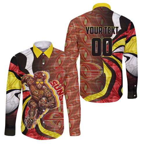 Personalised Gold Coast Suns Family Matching Tank Maxi Dress and Hawaiian Shirt Trippy Psychedelic Abstract Art Mascot Football Fans