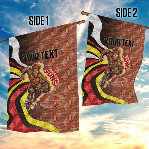 Personalised Gold Coast Suns Garden Flag Trippy Psychedelic Abstract Art Mascot Football Fans