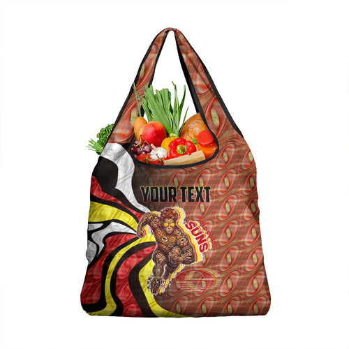 Personalised Gold Coast Suns Grocery Bag Trippy Psychedelic Abstract Art Mascot Football Fans