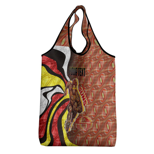 Personalised Gold Coast Suns Grocery Bag Trippy Psychedelic Abstract Art Mascot Football Fans