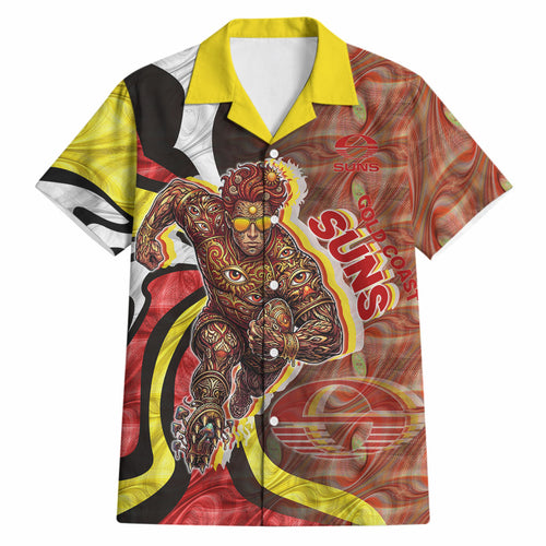 Personalised Gold Coast Suns Hawaiian Shirt Trippy Psychedelic Abstract Art Mascot Football Fans