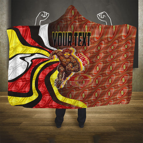 Personalised Gold Coast Suns Hooded Blanket Trippy Psychedelic Abstract Art Mascot Football Fans