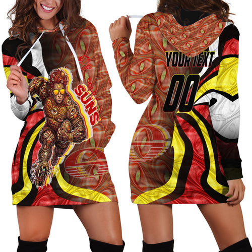 Personalised Gold Coast Suns Hoodie Dress Trippy Psychedelic Abstract Art Mascot Football Fans