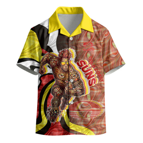 Personalised Gold Coast Suns Kid Hawaiian Shirt Trippy Psychedelic Abstract Art Mascot Football Fans