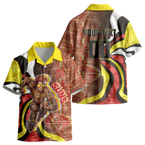 Personalised Gold Coast Suns Kid Hawaiian Shirt Trippy Psychedelic Abstract Art Mascot Football Fans