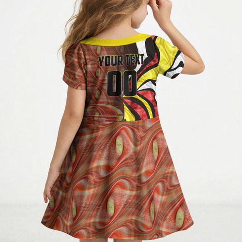 Personalised Gold Coast Suns Kid Short Sleeve Dress Trippy Psychedelic Abstract Art Mascot Football Fans