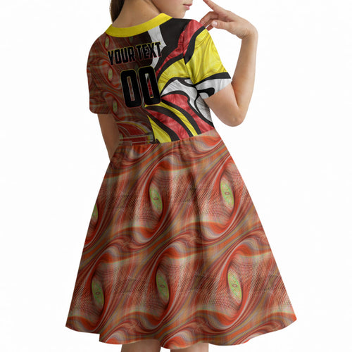 Personalised Gold Coast Suns Kid Short Sleeve Dress Trippy Psychedelic Abstract Art Mascot Football Fans