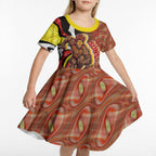 Personalised Gold Coast Suns Kid Short Sleeve Dress Trippy Psychedelic Abstract Art Mascot Football Fans