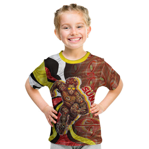 Personalised Gold Coast Suns Kid T Shirt Trippy Psychedelic Abstract Art Mascot Football Fans