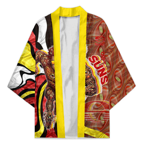 Personalised Gold Coast Suns Kimono Trippy Psychedelic Abstract Art Mascot Football Fans