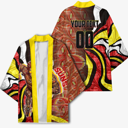 Personalised Gold Coast Suns Kimono Trippy Psychedelic Abstract Art Mascot Football Fans