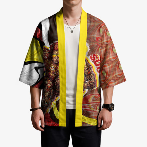 Personalised Gold Coast Suns Kimono Trippy Psychedelic Abstract Art Mascot Football Fans