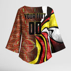 Personalised Gold Coast Suns Kimono Sleeve Blouse Trippy Psychedelic Abstract Art Mascot Football Fans