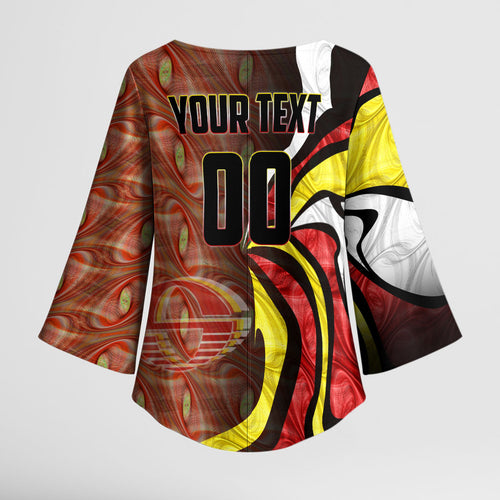 Personalised Gold Coast Suns Kimono Sleeve Blouse Trippy Psychedelic Abstract Art Mascot Football Fans