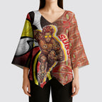 Personalised Gold Coast Suns Kimono Sleeve Blouse Trippy Psychedelic Abstract Art Mascot Football Fans