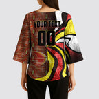 Personalised Gold Coast Suns Kimono Sleeve Blouse Trippy Psychedelic Abstract Art Mascot Football Fans