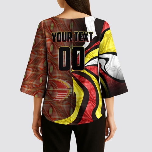 Personalised Gold Coast Suns Kimono Sleeve Blouse Trippy Psychedelic Abstract Art Mascot Football Fans