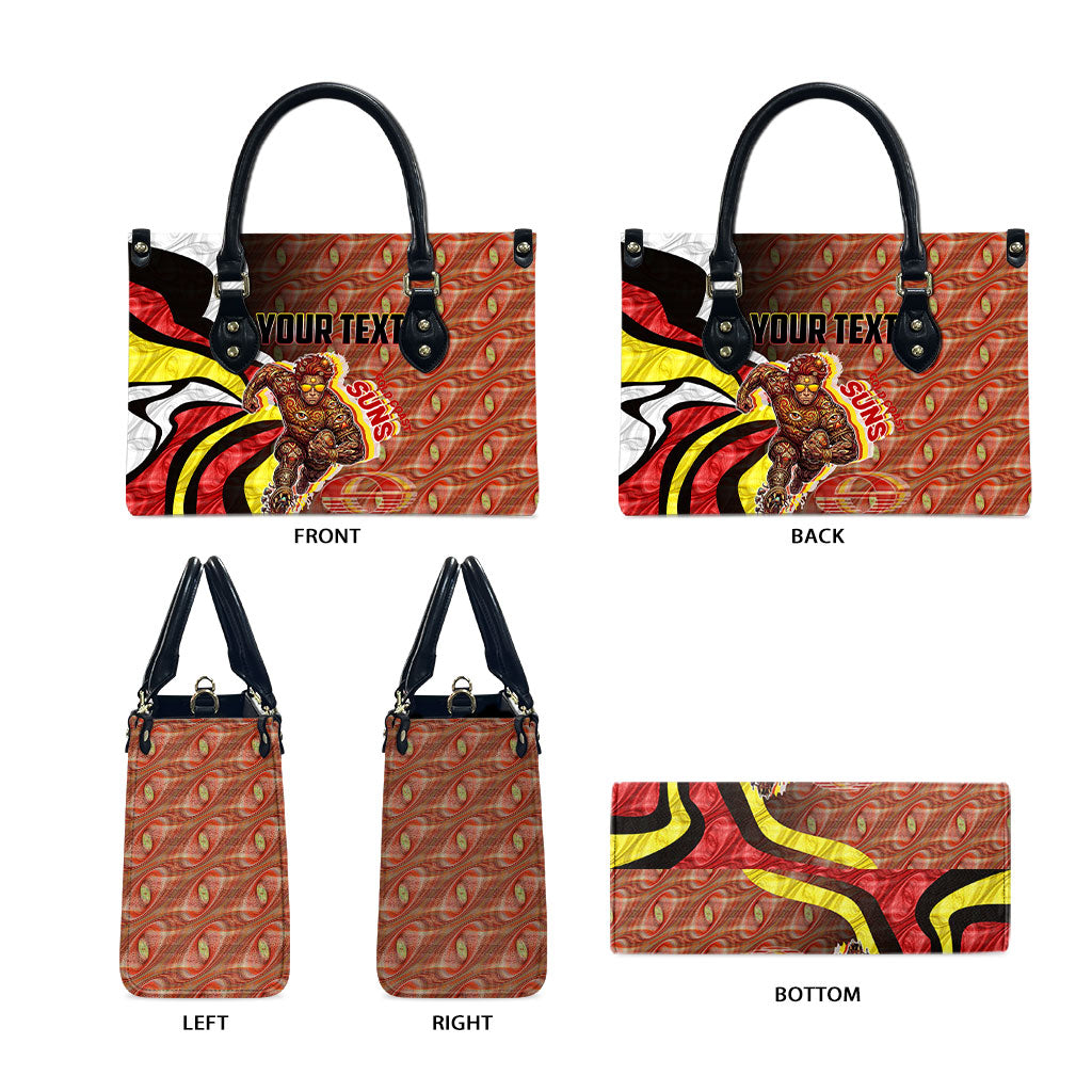 Personalised Gold Coast Suns Leather Bag Trippy Psychedelic Abstract Art Mascot Football Fans