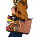 Personalised Gold Coast Suns Leather Tote Bag Trippy Psychedelic Abstract Art Mascot Football Fans