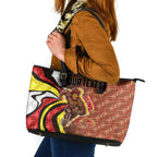 Personalised Gold Coast Suns Leather Tote Bag Trippy Psychedelic Abstract Art Mascot Football Fans