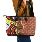 Personalised Gold Coast Suns Leather Tote Bag Trippy Psychedelic Abstract Art Mascot Football Fans