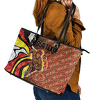 Personalised Gold Coast Suns Leather Tote Bag Trippy Psychedelic Abstract Art Mascot Football Fans