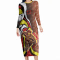 Personalised Gold Coast Suns Long Sleeve Bodycon Dress Trippy Psychedelic Abstract Art Mascot Football Fans