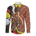 Personalised Gold Coast Suns Long Sleeve Button Shirt Trippy Psychedelic Abstract Art Mascot Football Fans