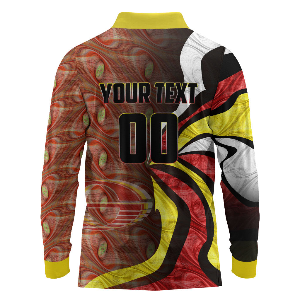 Personalised Gold Coast Suns Long Sleeve Polo Shirt Trippy Psychedelic Abstract Art Mascot Football Fans