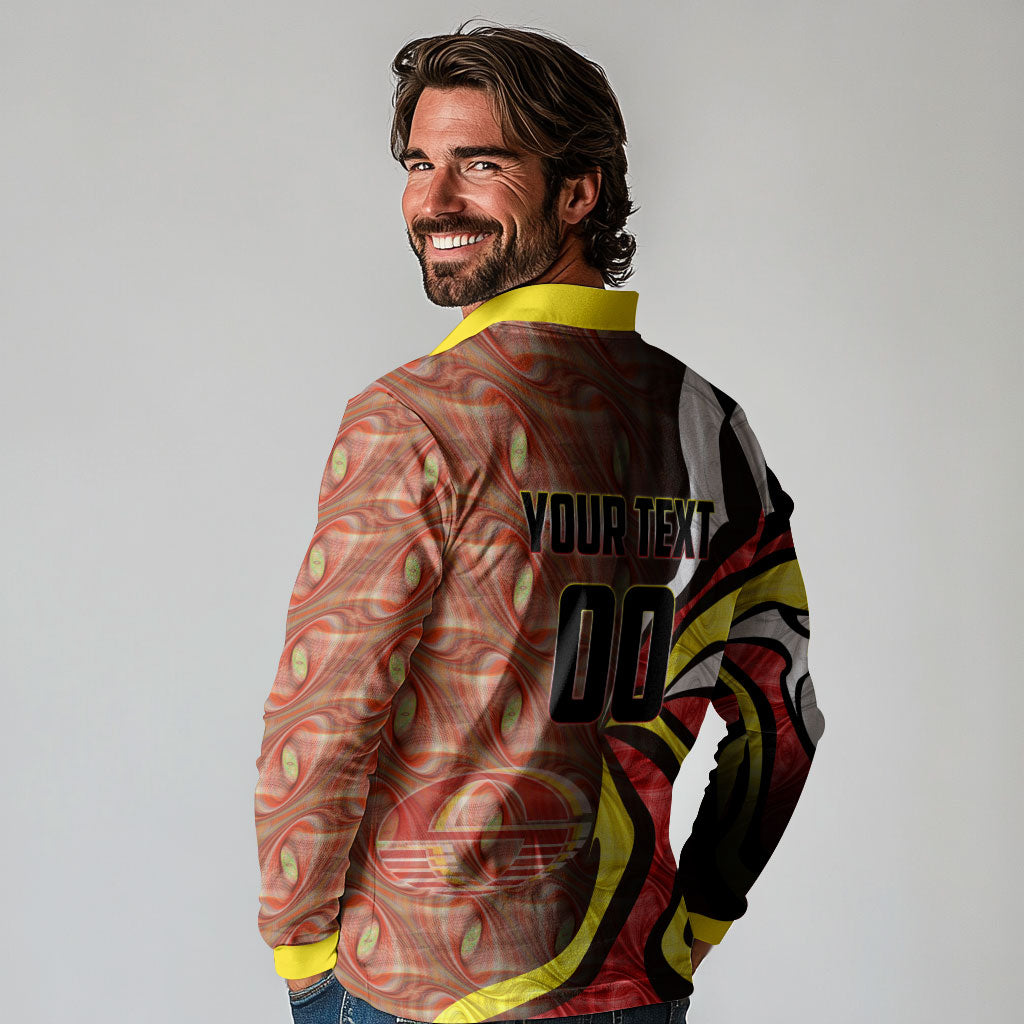 Personalised Gold Coast Suns Long Sleeve Polo Shirt Trippy Psychedelic Abstract Art Mascot Football Fans