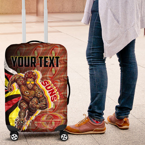 Personalised Gold Coast Suns Luggage Cover Trippy Psychedelic Abstract Art Mascot Football Fans