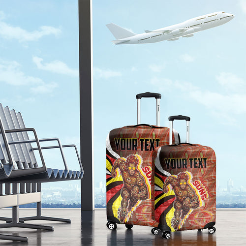 Personalised Gold Coast Suns Luggage Cover Trippy Psychedelic Abstract Art Mascot Football Fans