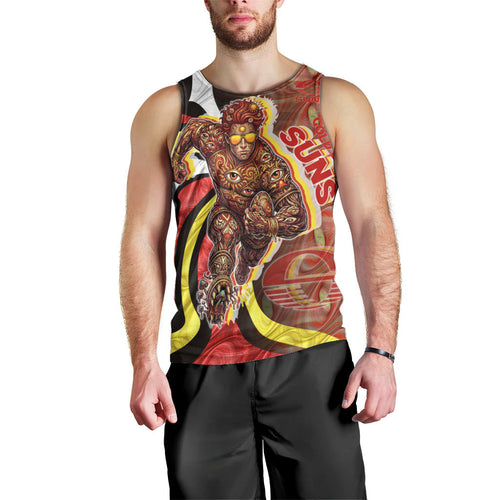 Personalised Gold Coast Suns Men Tank Top Trippy Psychedelic Abstract Art Mascot Football Fans