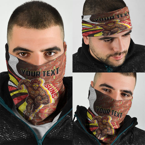 Personalised Gold Coast Suns Neck Gaiter Trippy Psychedelic Abstract Art Mascot Football Fans