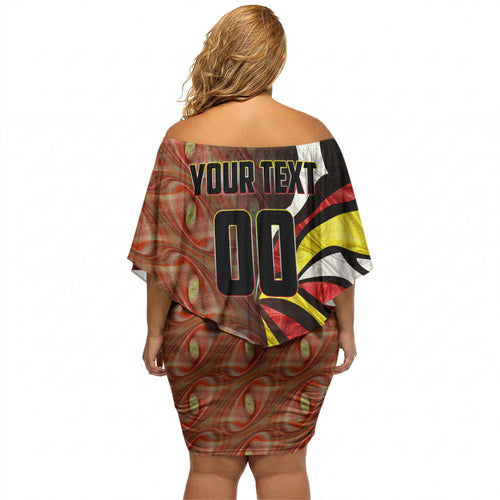 Personalised Gold Coast Suns Off Shoulder Short Dress Trippy Psychedelic Abstract Art Mascot Football Fans