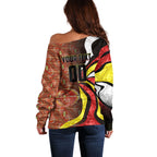 Personalised Gold Coast Suns Off Shoulder Sweater Trippy Psychedelic Abstract Art Mascot Football Fans