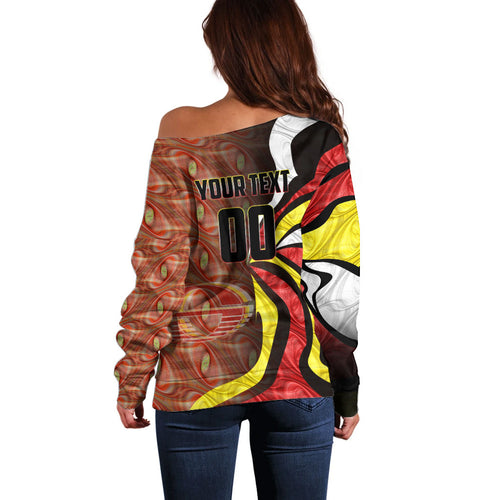 Personalised Gold Coast Suns Off Shoulder Sweater Trippy Psychedelic Abstract Art Mascot Football Fans
