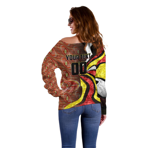 Personalised Gold Coast Suns Off Shoulder Sweater Trippy Psychedelic Abstract Art Mascot Football Fans