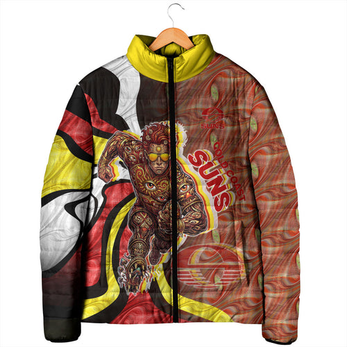 Personalised Gold Coast Suns Padded Jacket Trippy Psychedelic Abstract Art Mascot Football Fans