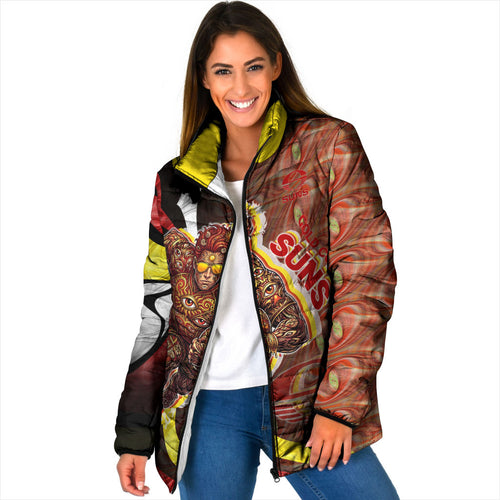 Personalised Gold Coast Suns Padded Jacket Trippy Psychedelic Abstract Art Mascot Football Fans