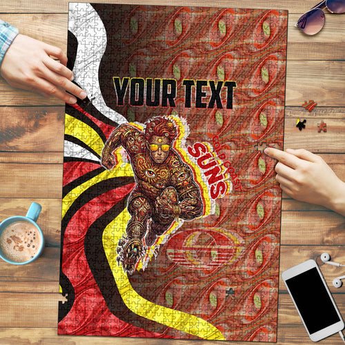 Personalised Gold Coast Suns Puzzle Trippy Psychedelic Abstract Art Mascot Football Fans